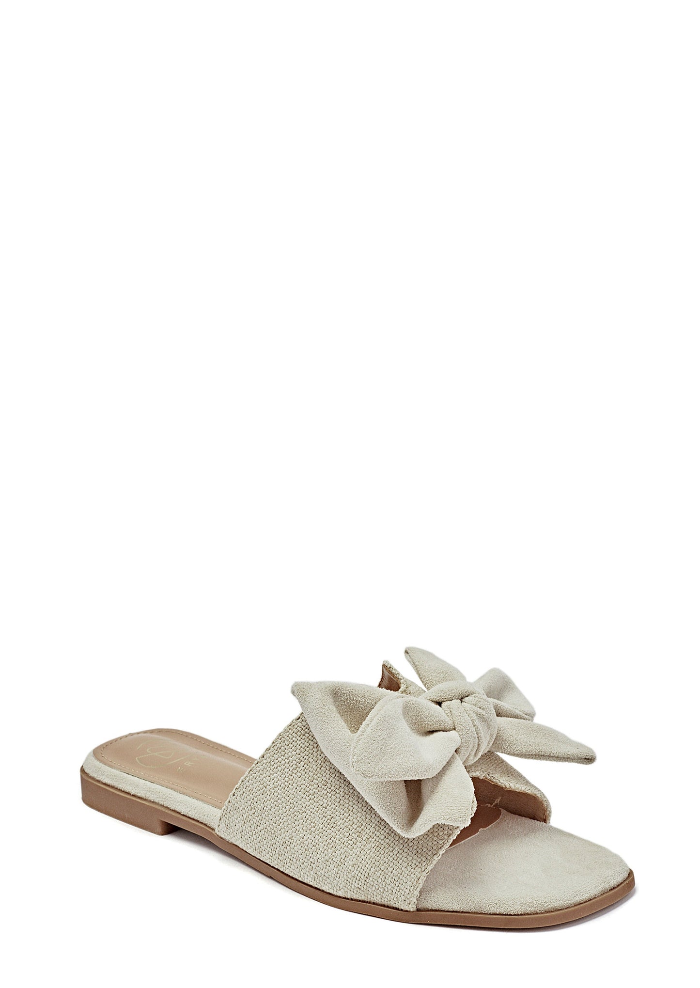 BEIGE BOW SLIPPERS